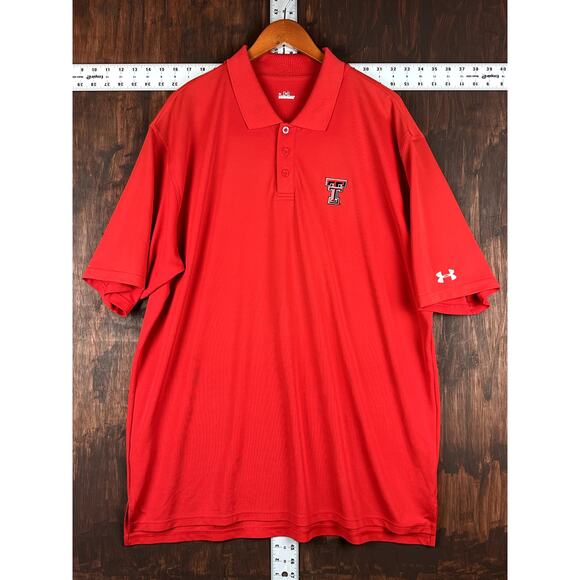 Texas Tech Red Raiders Under Armour Polo Shirt Stitched Red White Mens XL NCAA - Picture 1 of 8